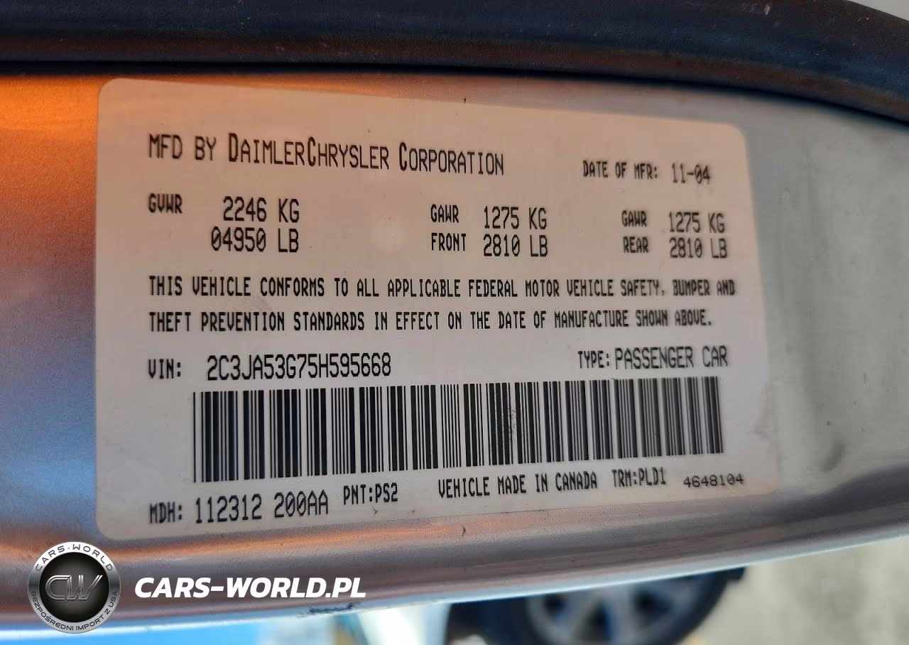 2005 Chrysler 300 Touring VIN:2C3JA53G75H595668 - 12