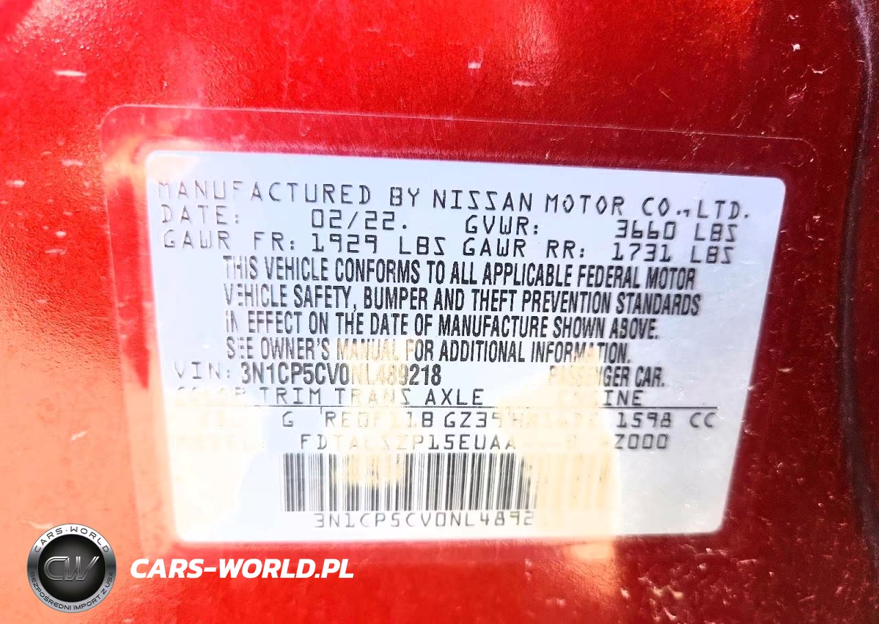 2022 Nissan Kicks Sv VIN:3N1CP5CV0NL489218 - 13