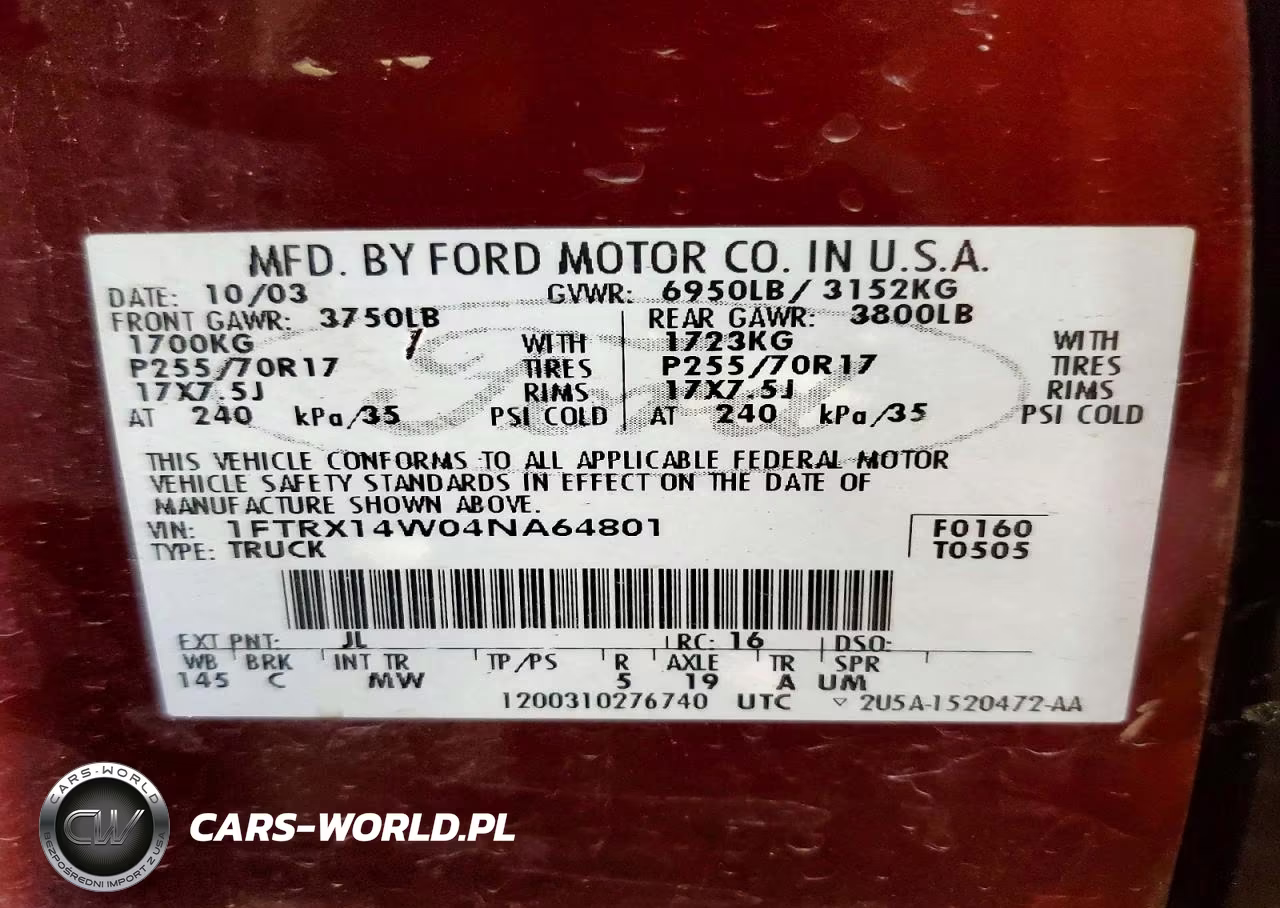 2004 Ford F150 VIN:1FTRX14W04NA64801 - 13