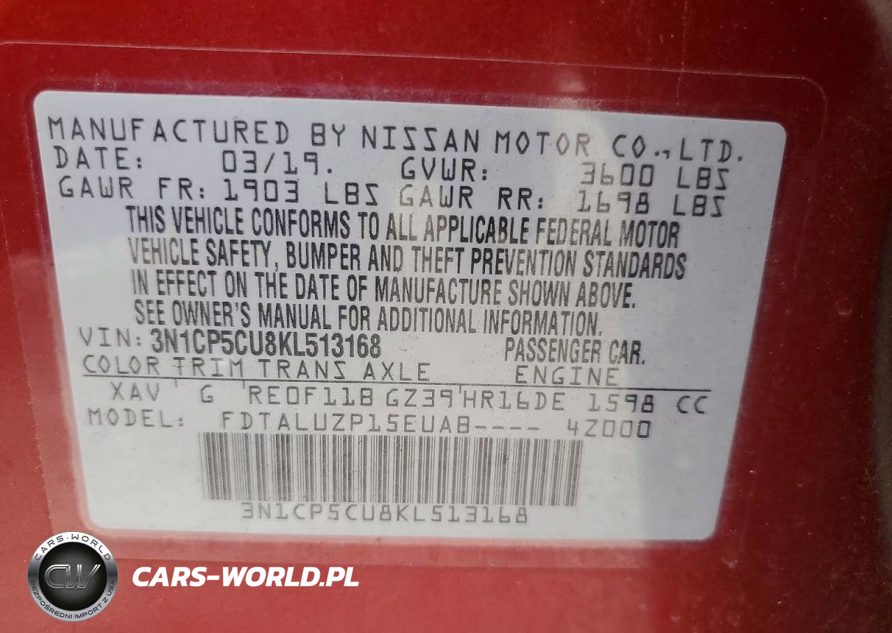 2019 Nissan Kicks Sr VIN:3N1CP5CU8KL513168 - 13