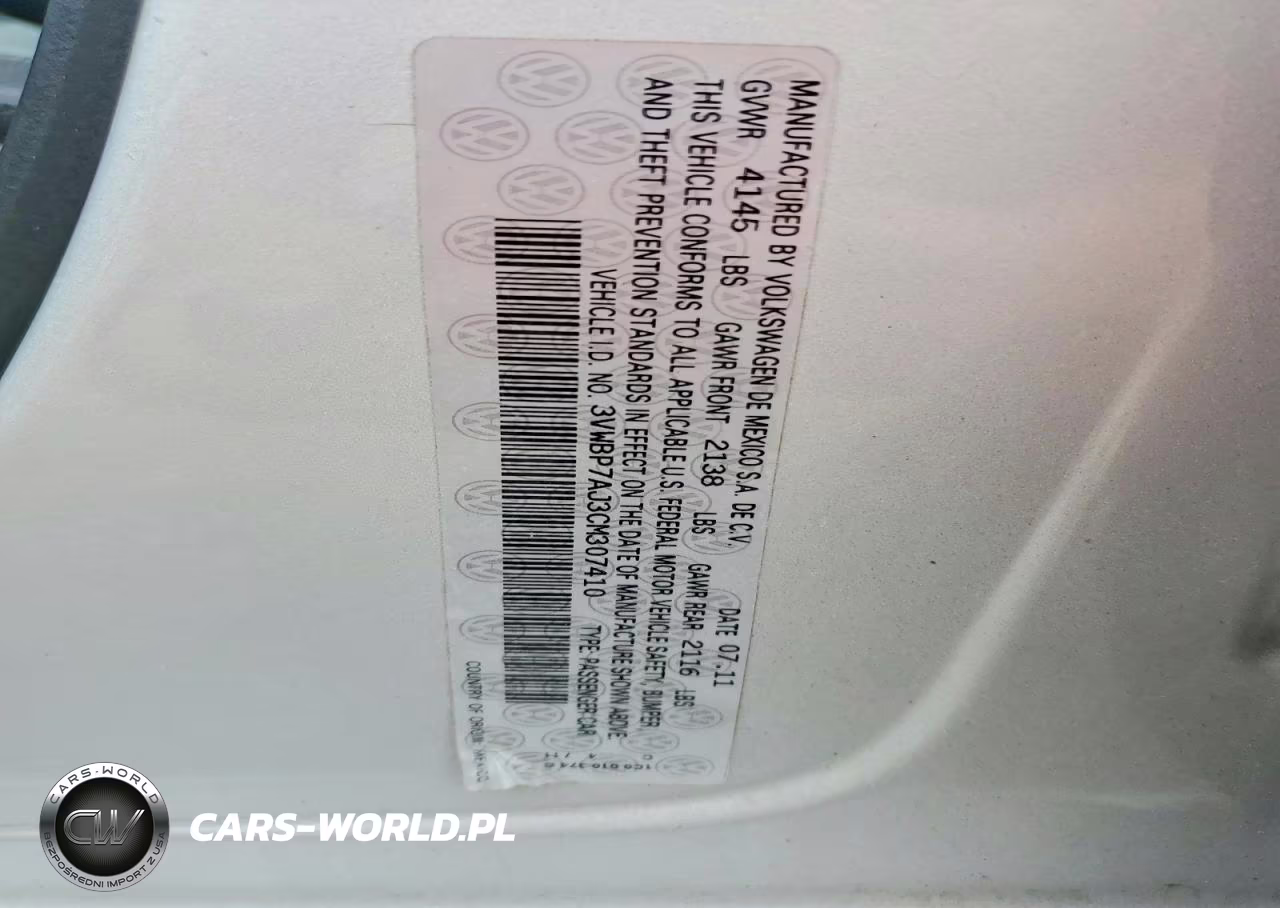 2012 Volkswagen Jetta Se VIN:3VWBP7AJ3CM307410 - 12