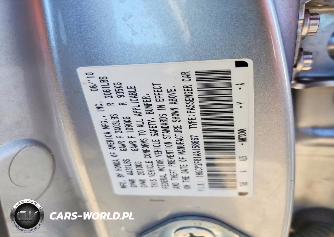 2010 Honda Accord Exl VIN:1HGCP2F81AA158667 - 12