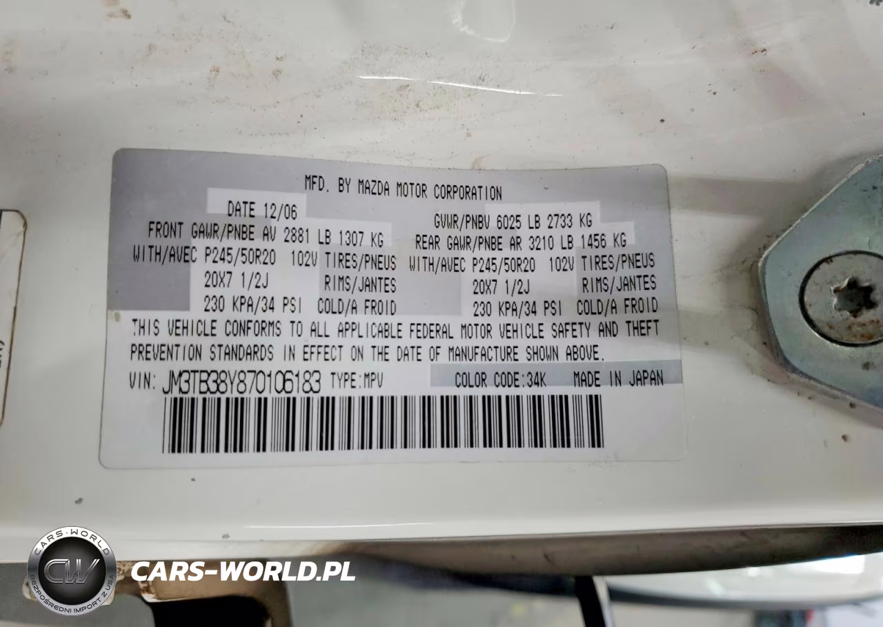 2007 Mazda Cx-9 VIN:JM3TB38Y870106183 - 13