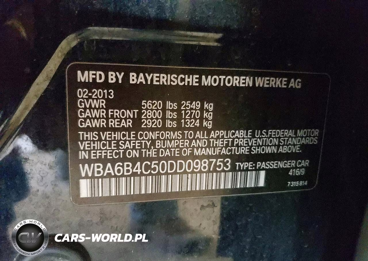 2013 BMW 650 Xi VIN:WBA6B4C50DD098753 - 12