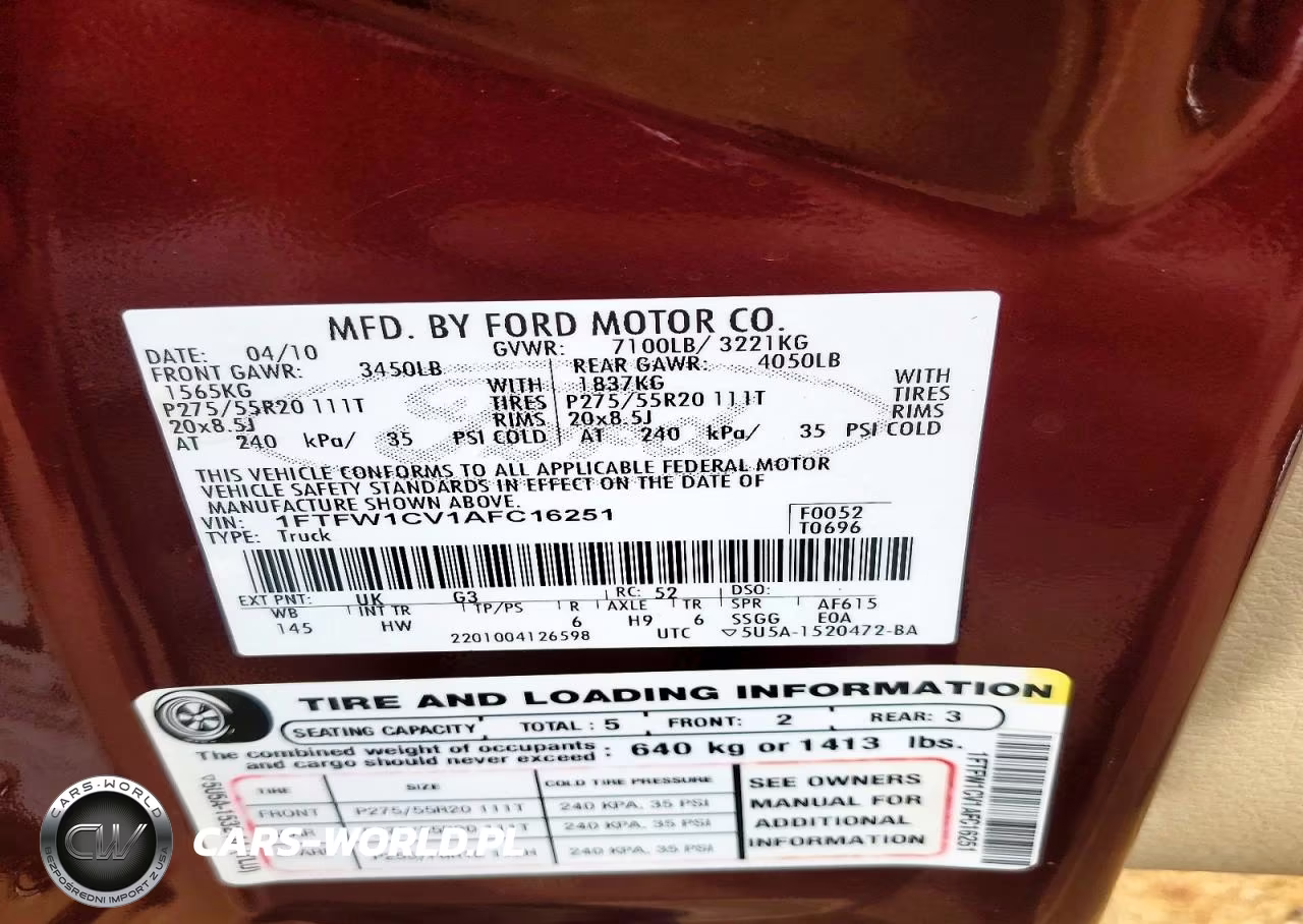 2010 Ford F-150 Lari VIN:1FTFW1CV1AFC16251 - 12