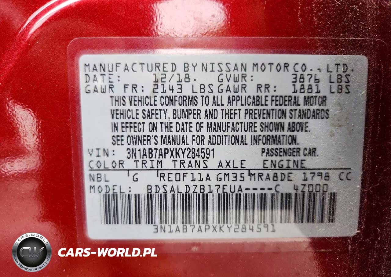 2019 Nissan Sentra Sv VIN:3N1AB7APXKY284591 - 13