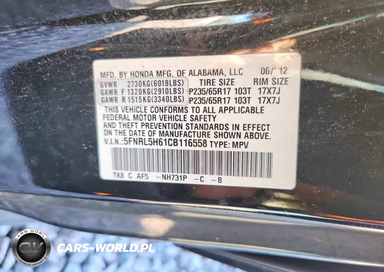 2012 Honda Odyssey Exl VIN:5FNRL5H61CB116558 - 13