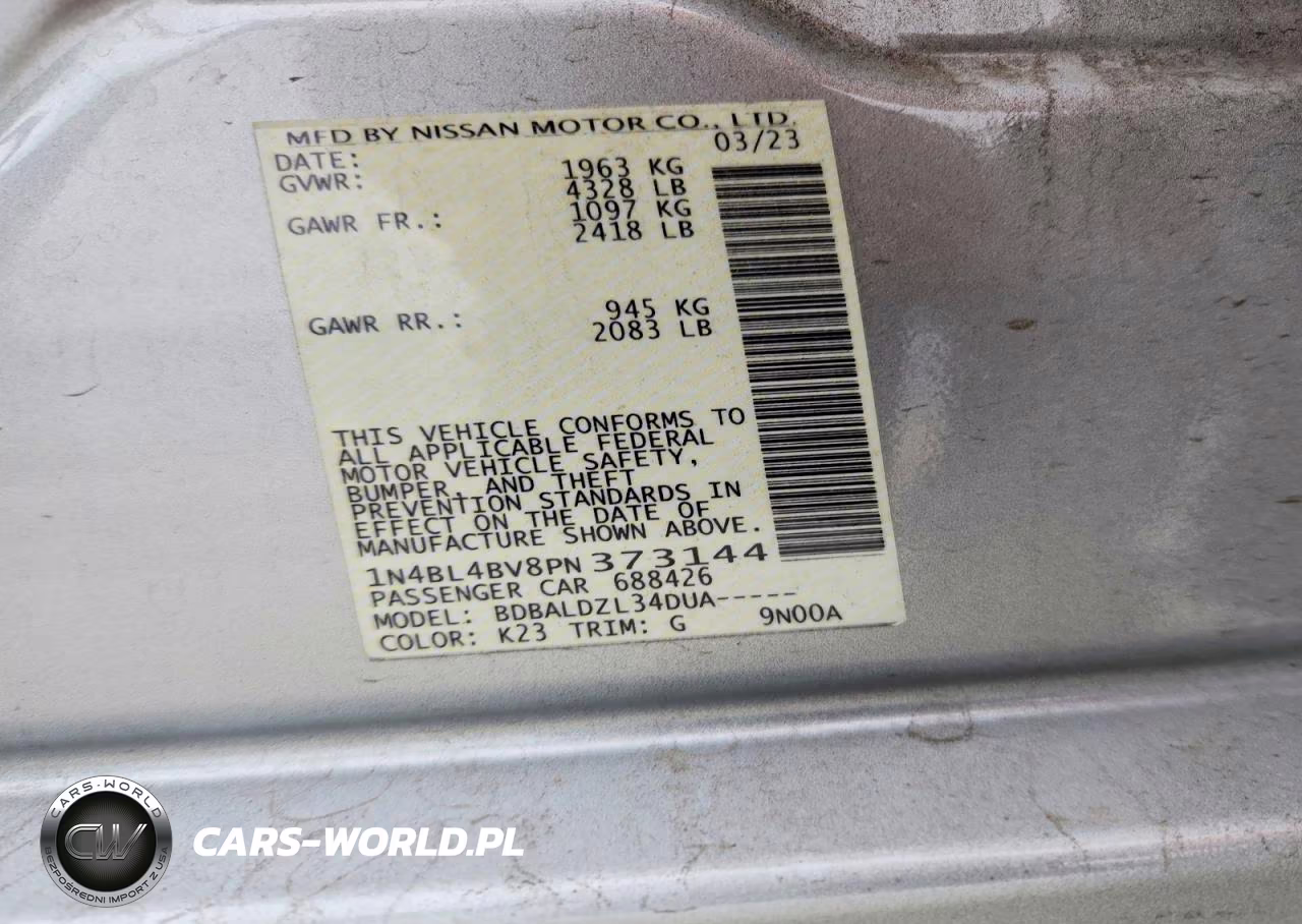 2023 Nissan Altima S VIN:1N4BL4BV8PN373144 - 13