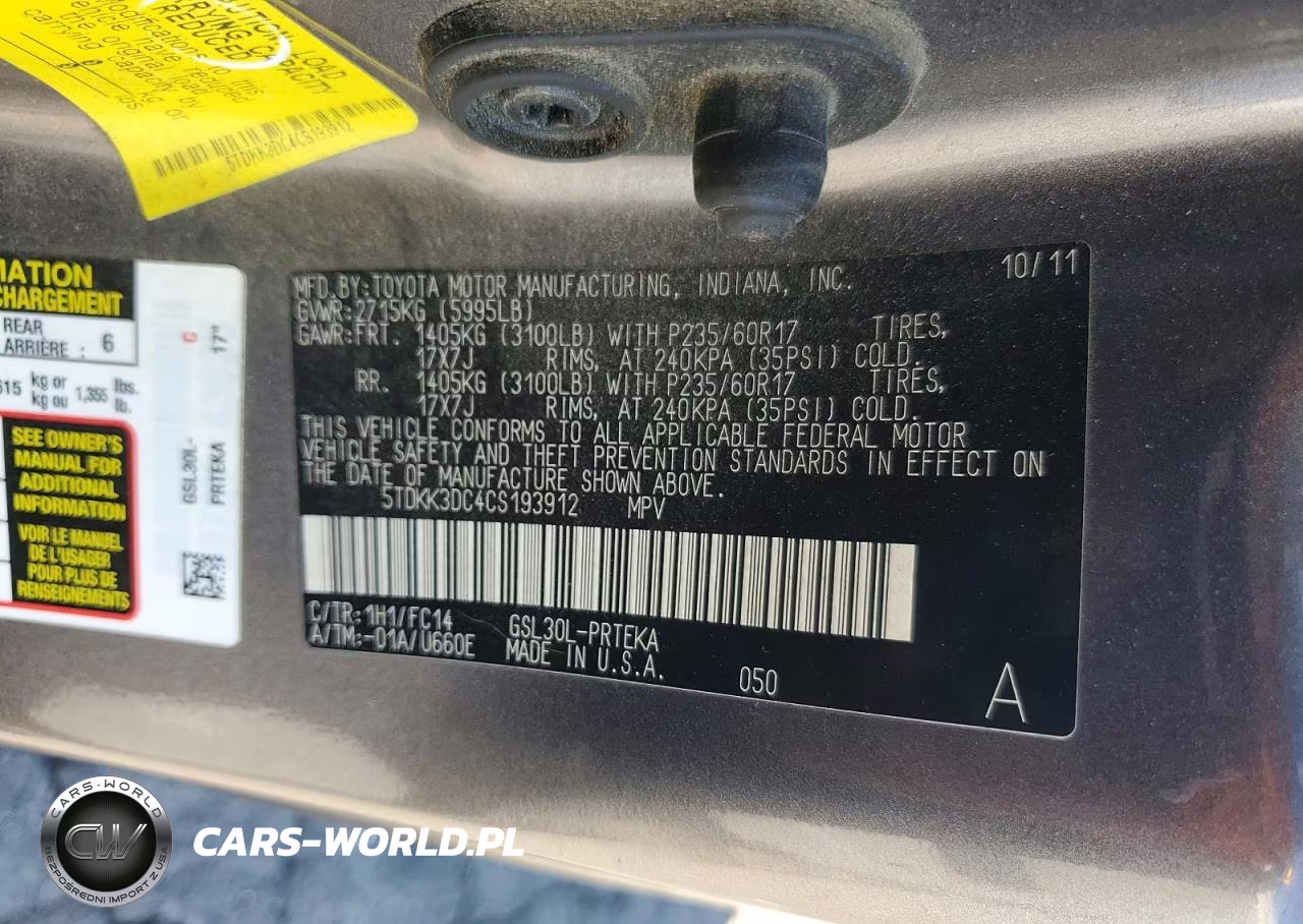 2012 Toyota Sienna Le VIN:5TDKK3DC4CS193912 - 13