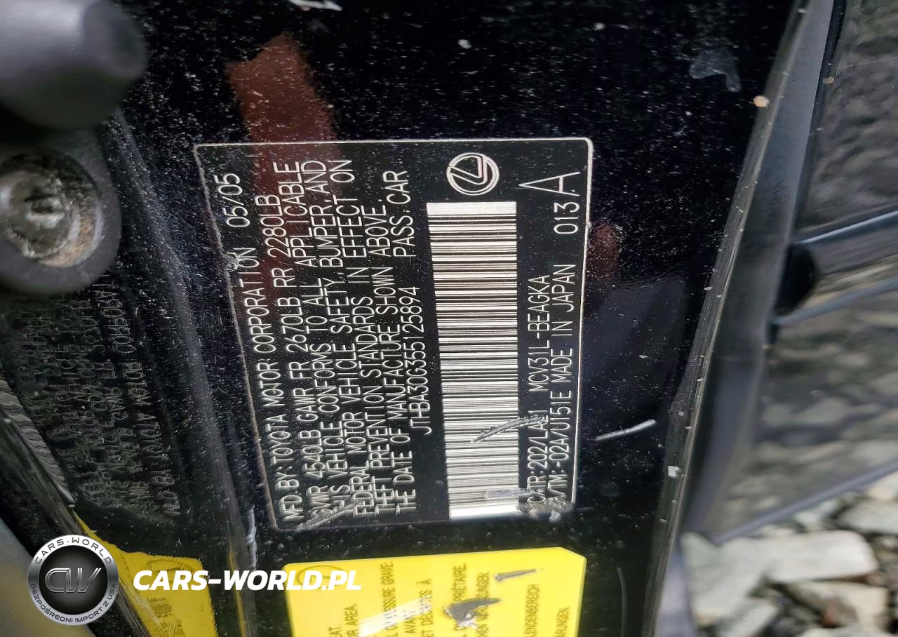 2005 Lexus Es 330 VIN:JTHBA30G355125894 - 12