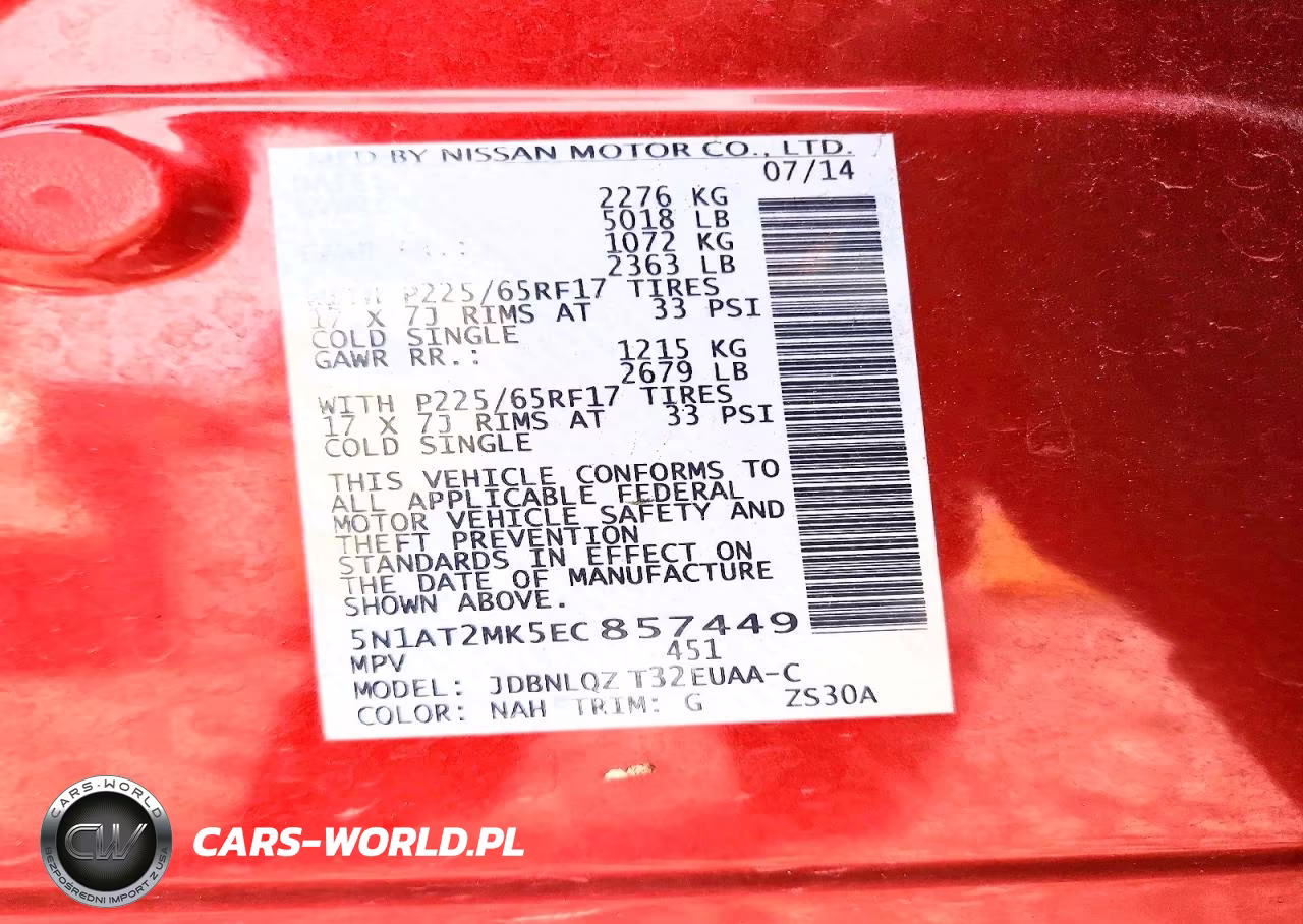 2014 Nissan Rogue Sv VIN:5N1AT2MK5EC857449 - 13
