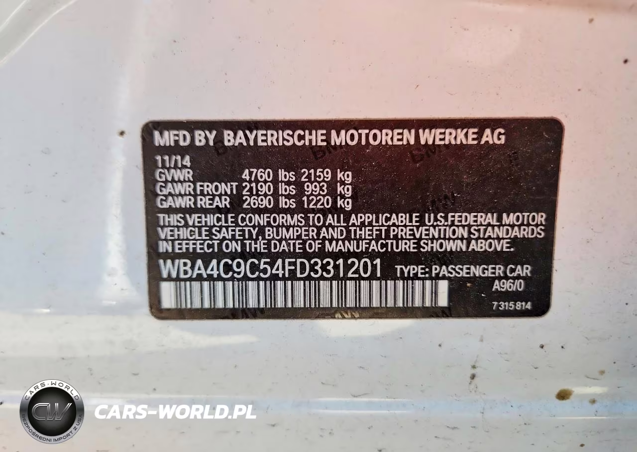 2015 BMW 428 Xi Gran Coupe Sulev VIN:WBA4C9C54FD331201 - 12