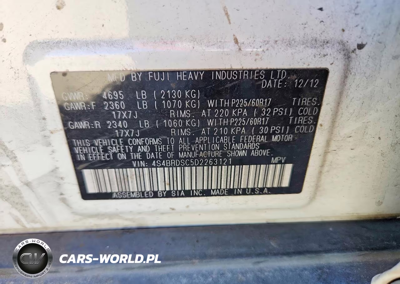 2013 Subaru Outback 3.6R Limited VIN:4S4BRDSC5D2263121 - 13