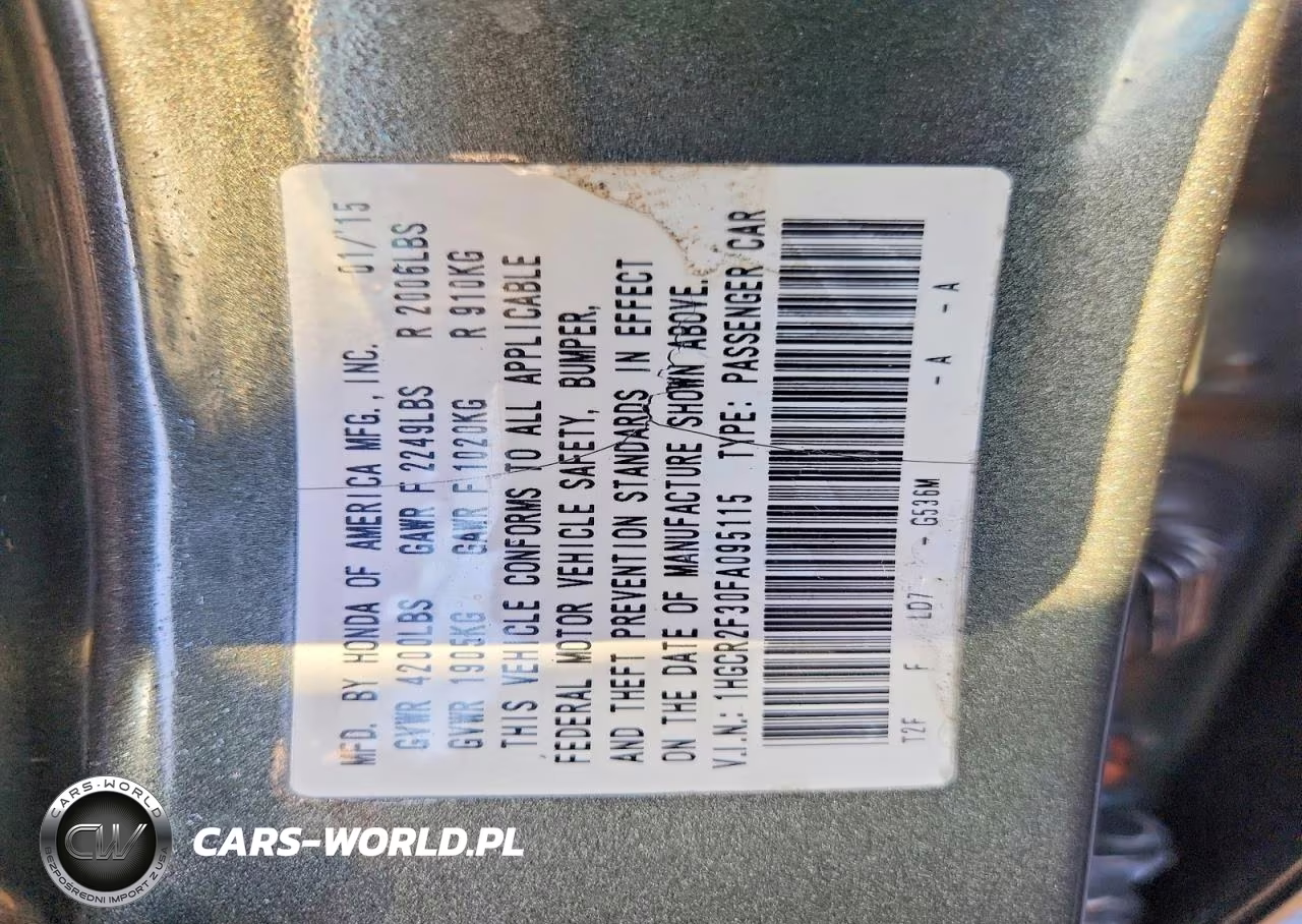 2015 Honda Accord Lx VIN:1HGCR2F30FA095115 - 12