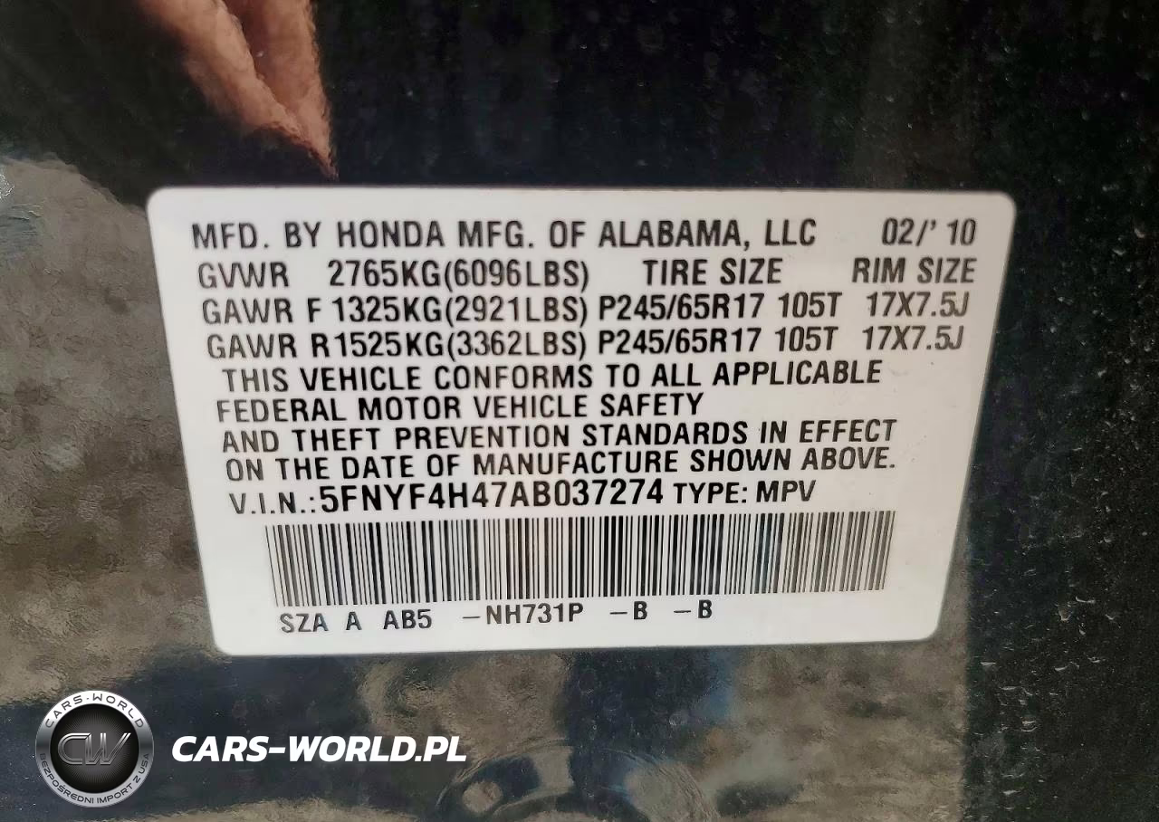 2010 Honda Pilot Ex VIN:5FNYF4H47AB037274 - 14