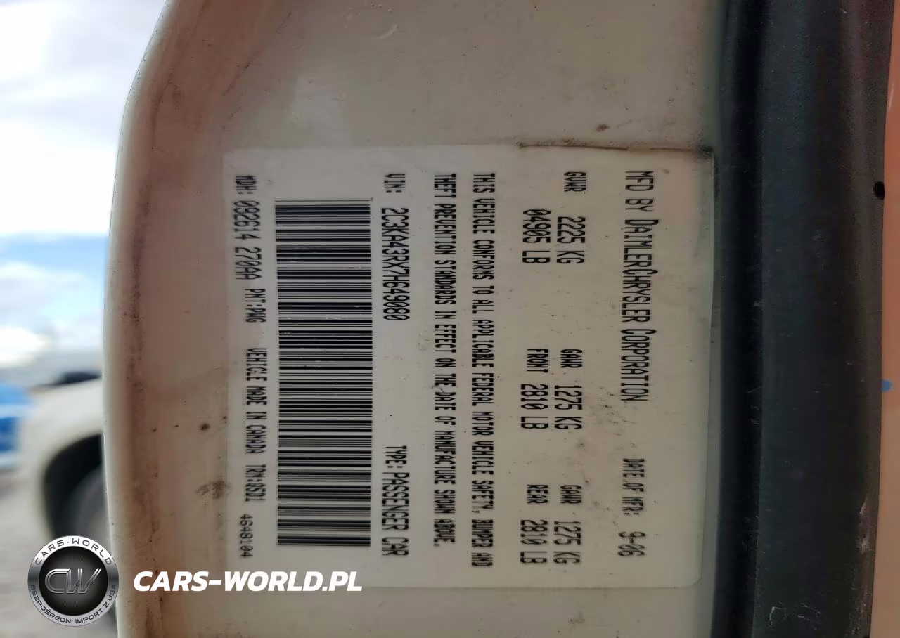 2007 Chrysler 300 VIN:2C3KA43RX7H649080 - 12