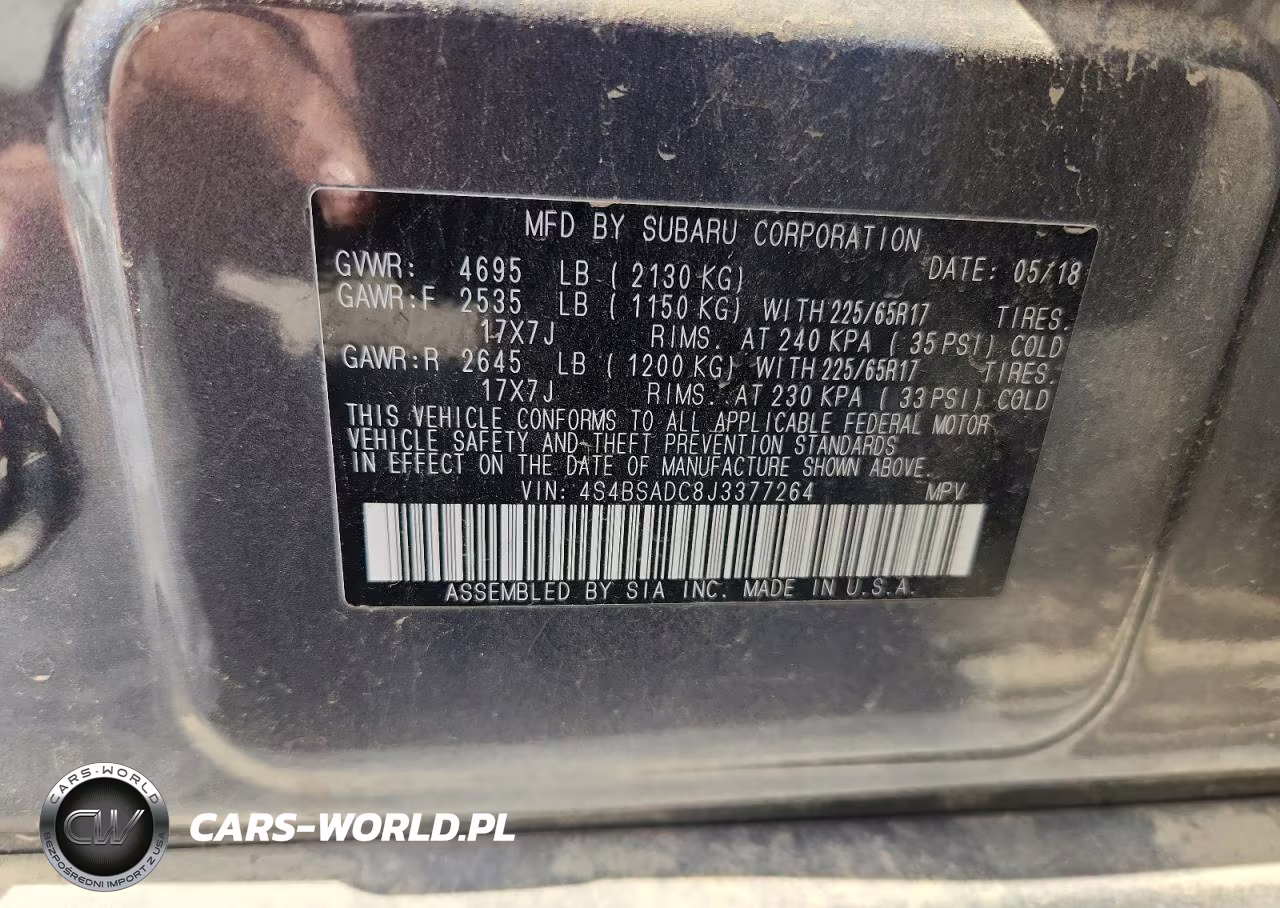 2018 Subaru Outback 2.5I Premium VIN:4S4BSADC8J3377264 - 12