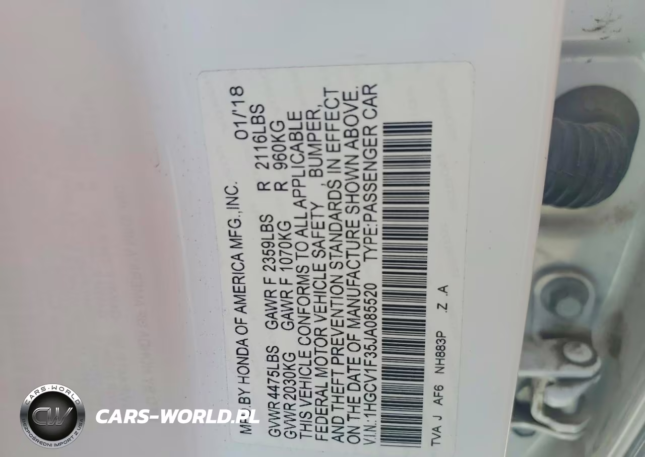 2018 Honda Accord Sport VIN:1HGCV1F35JA085520 - 12