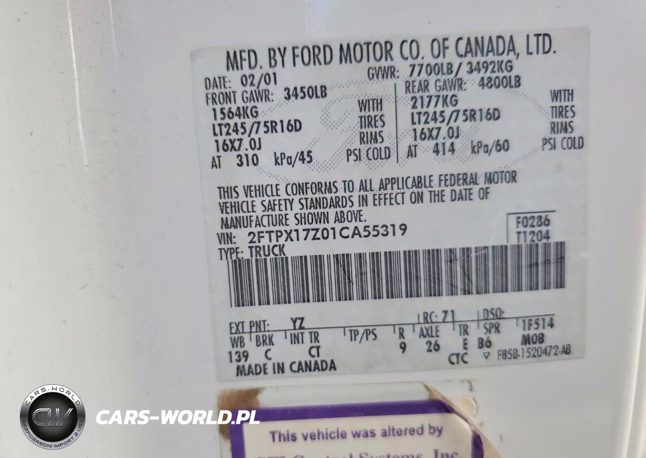 2001 Ford F150 VIN:2FTPX17Z01CA55319 - 13