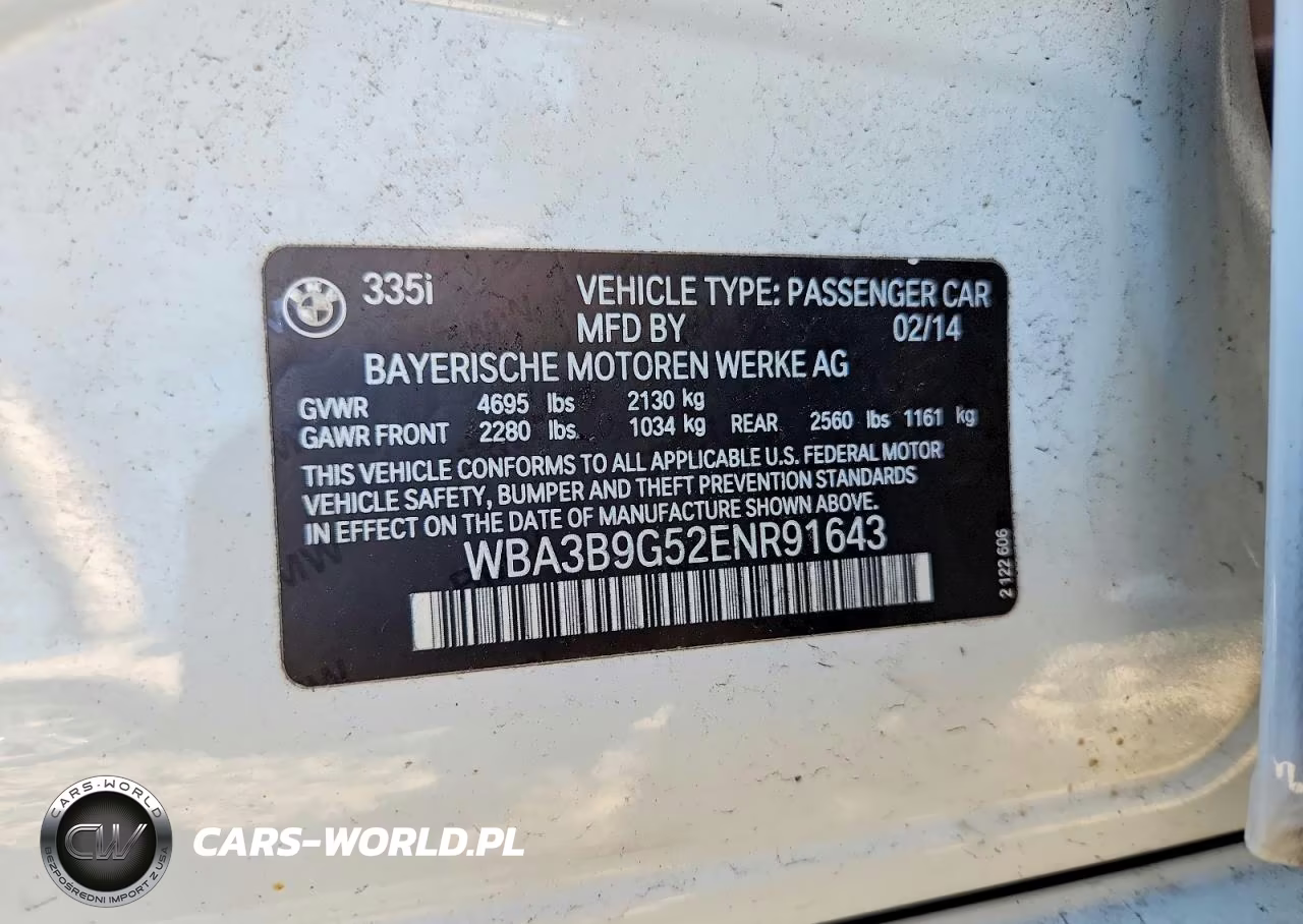 2014 BMW 335 Xi VIN:WBA3B9G52ENR91643 - 12