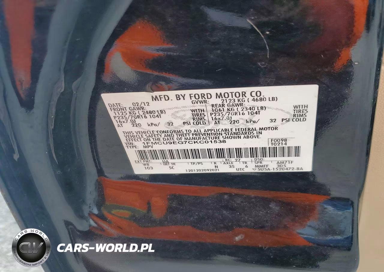 2012 Ford Escape Limited VIN:1FMCU9EG7CKC01538 - 13