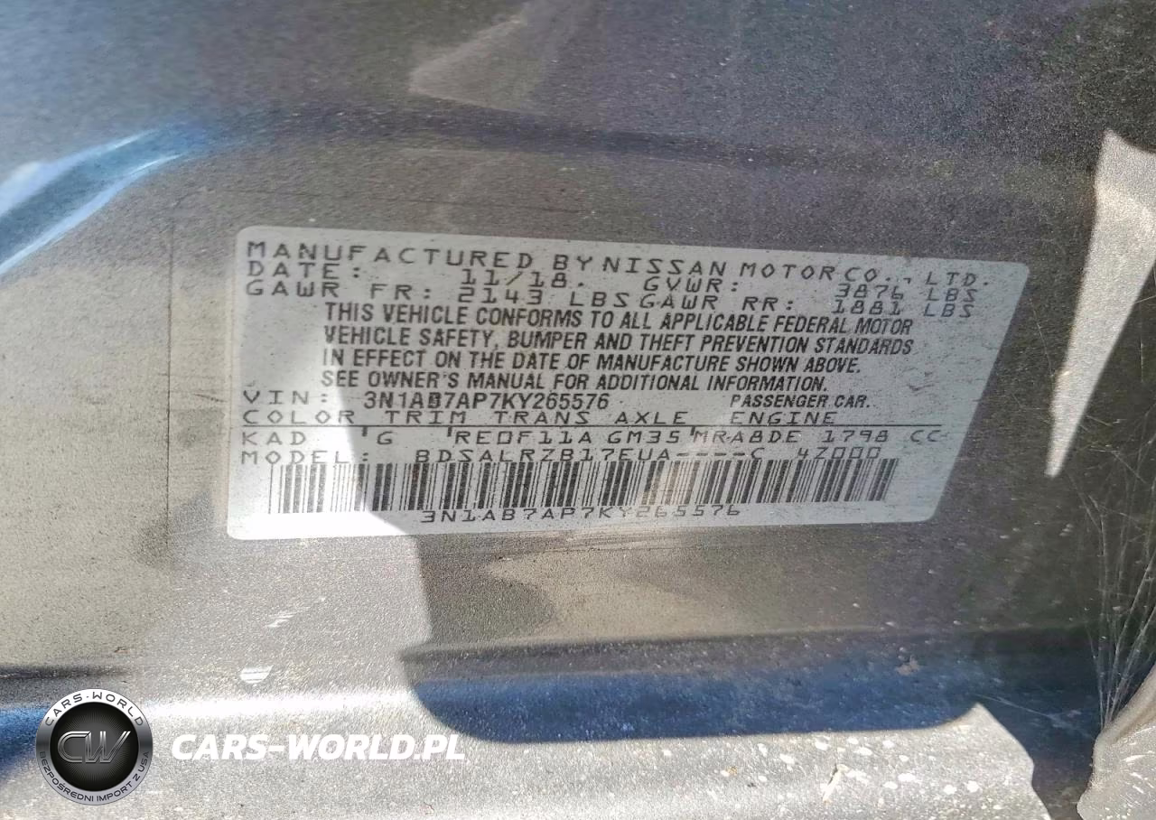 2019 Nissan Sentra Sr VIN:3N1AB7AP7KY265576 - 12