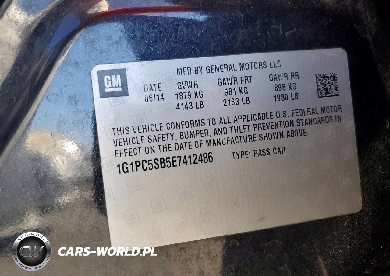 2014 Chevrolet Cruze Lt VIN:1G1PC5SB5E7412486 - 12