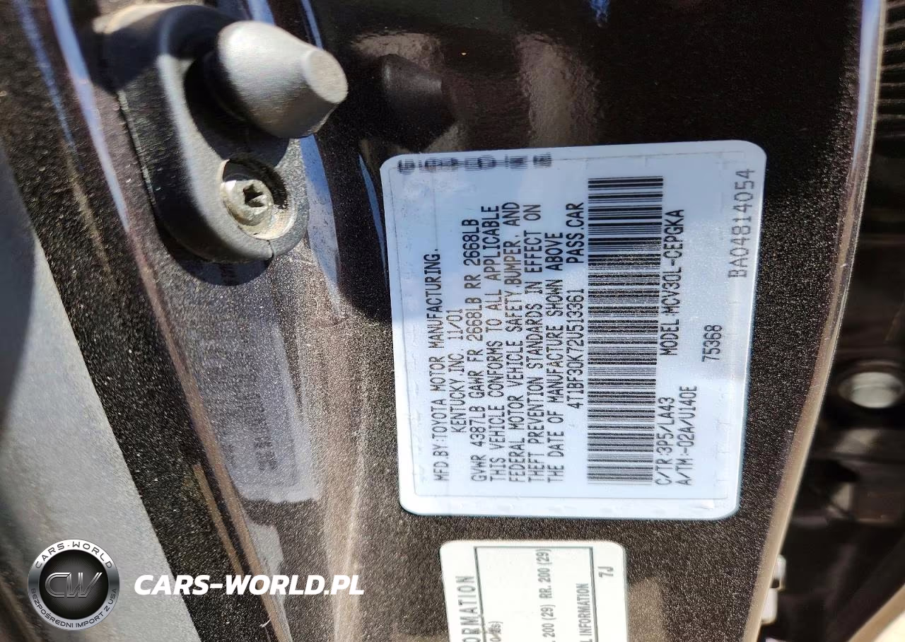 2002 Toyota Camry Xle V6 VIN:4T1BF30K72U513361 - 12