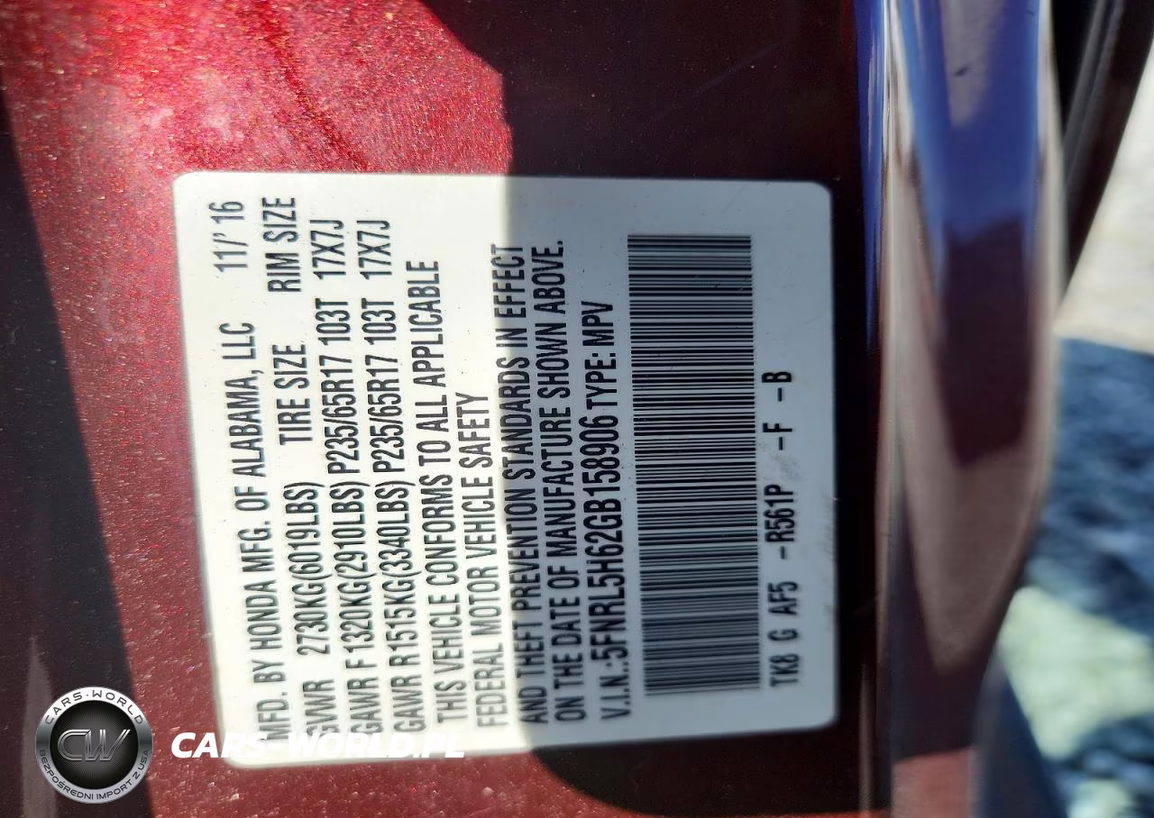 2016 Honda Odyssey Exl VIN:5FNRL5H62GB158906 - 13