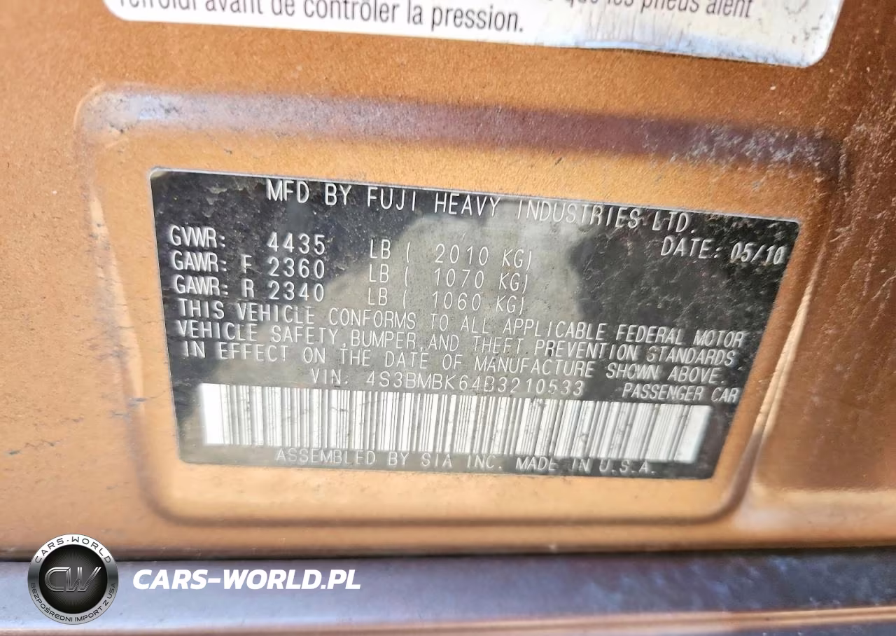 2011 Subaru Legacy 2.5I Limited VIN:4S3BMBK64B3210533 - 12
