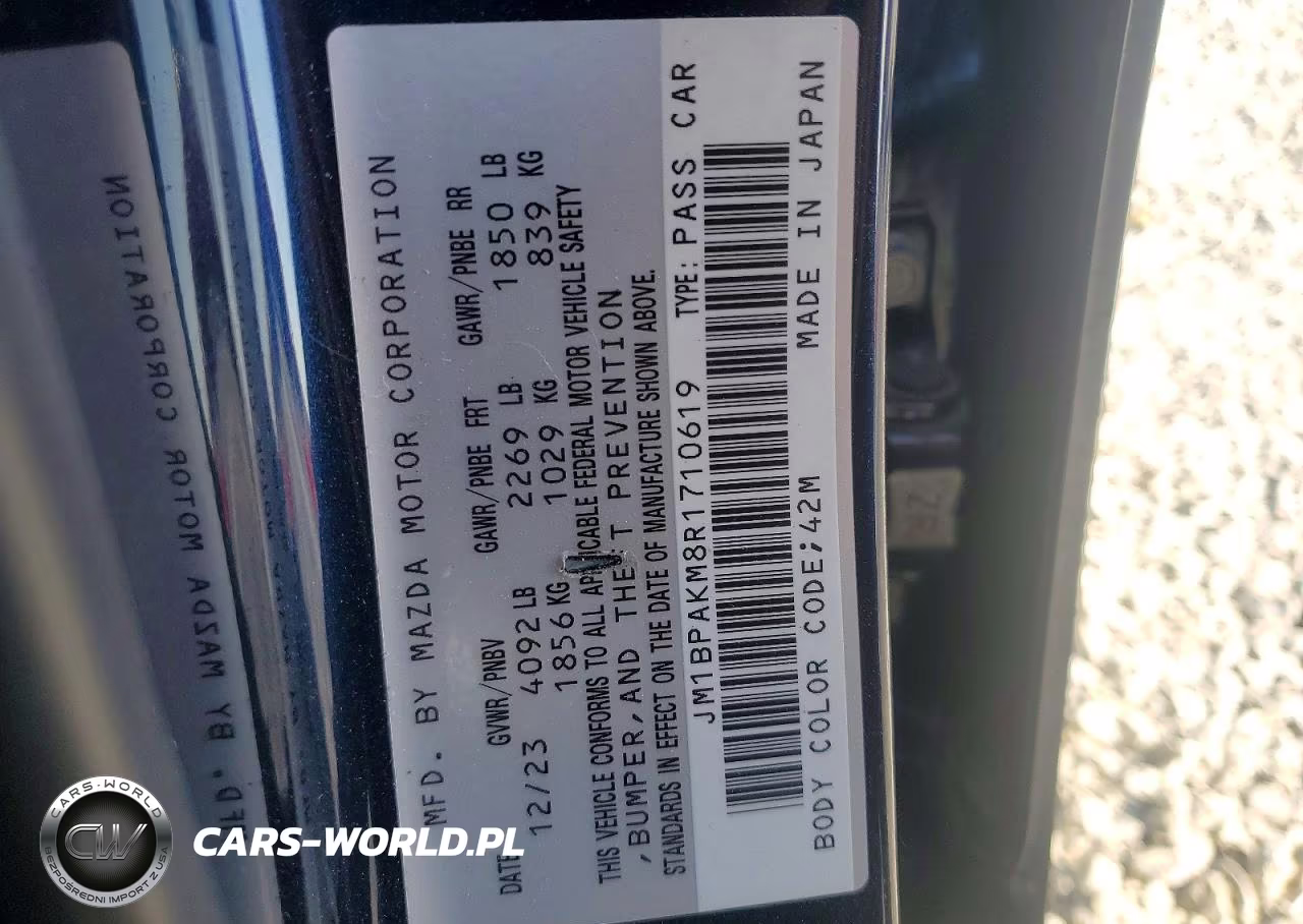 2024 Mazda 3 Select Sport VIN:JM1BPAKM8R1710619 - 12