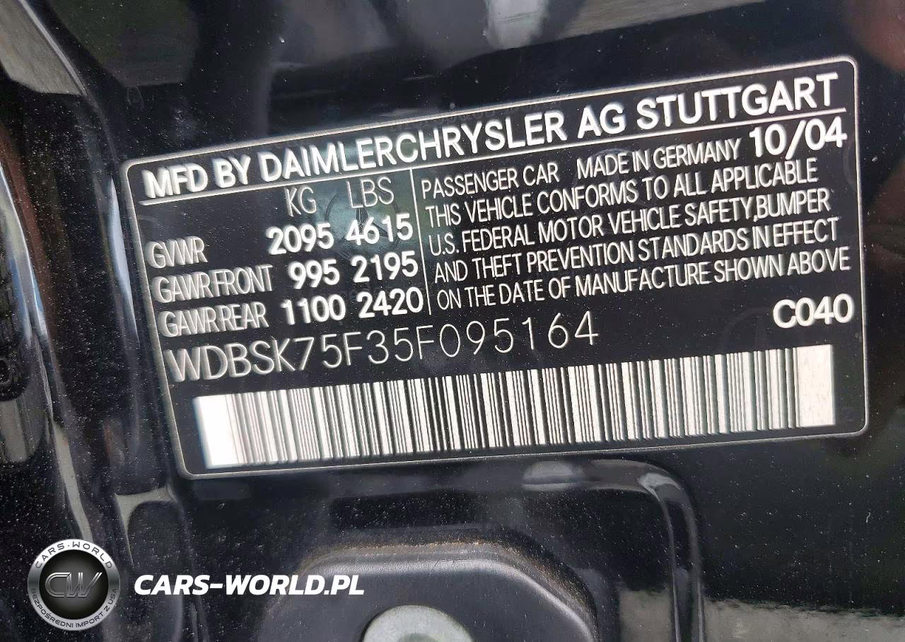 2005 Mercedes-Benz Sl 500 VIN:WDBSK75F35F095164 - 12