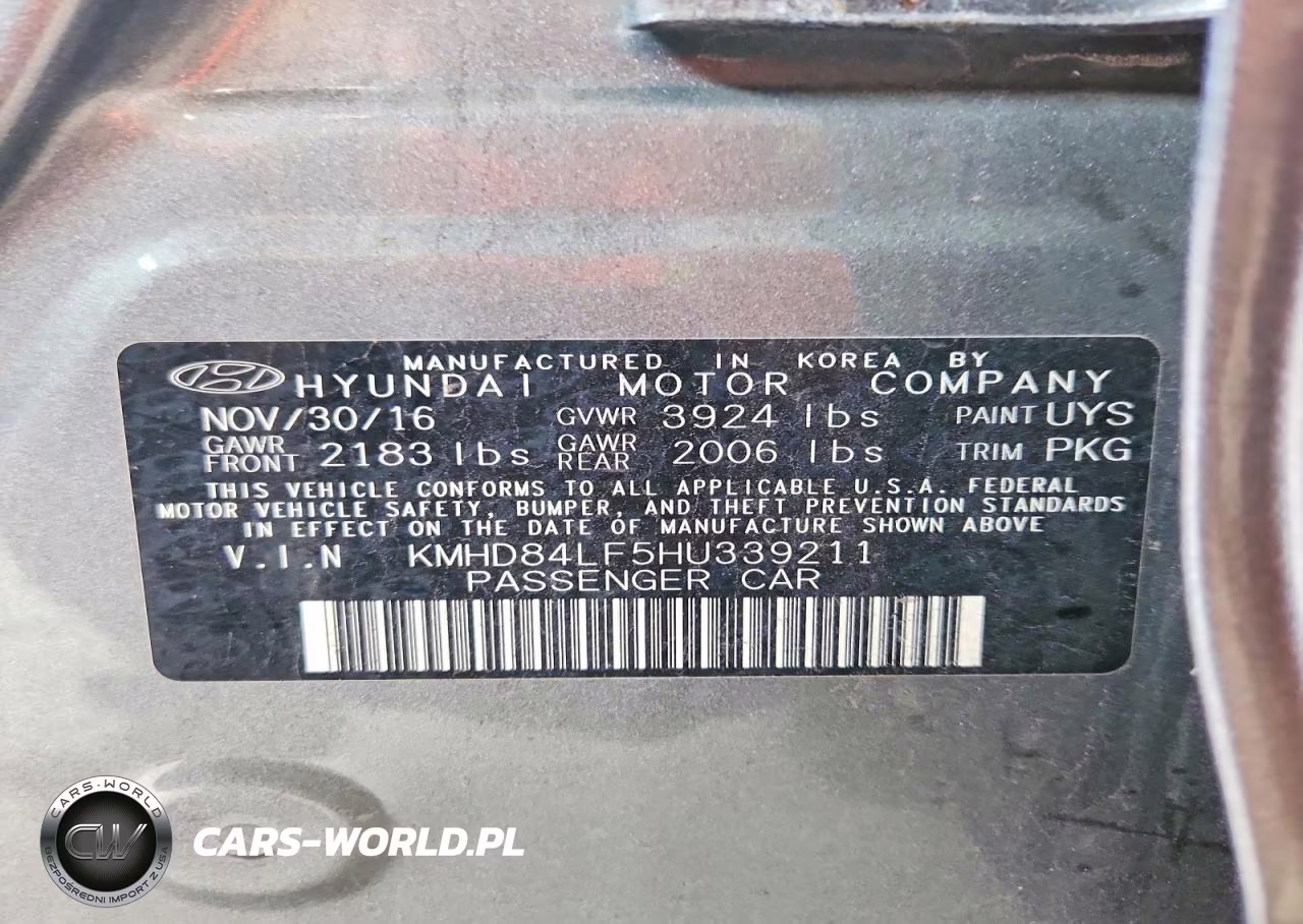 2017 Hyundai Elantra Limited VIN:KMHD84LF5HU339211 - 12