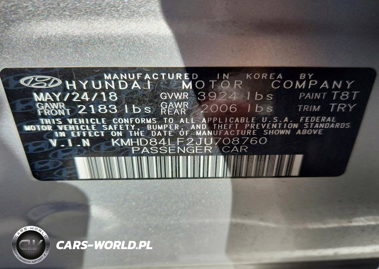 2018 Hyundai Elantra Sel VIN:KMHD84LF2JU708760 - 12