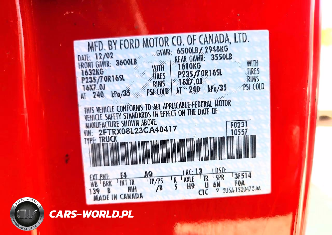 2003 Ford F150 VIN:2FTRX08L23CA40417 - 12