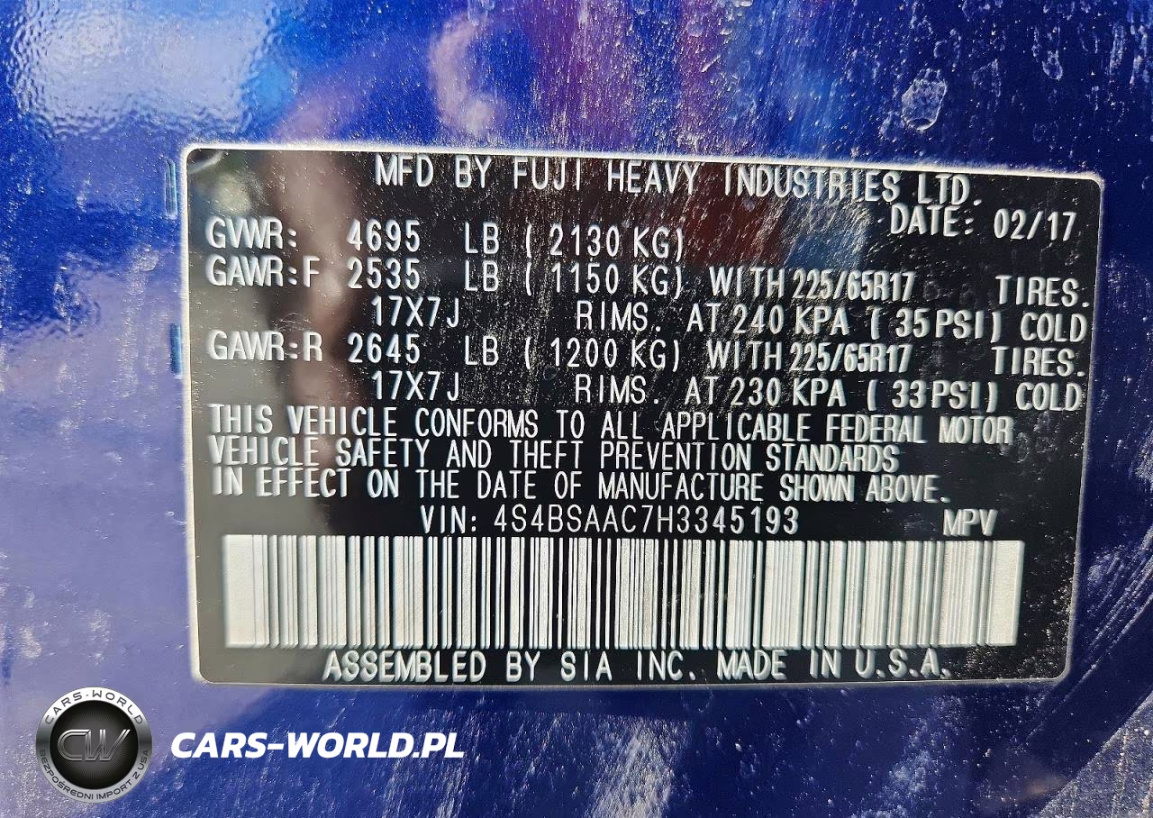 2017 Subaru Outback 2.5I VIN:4S4BSAAC7H3345193 - 14