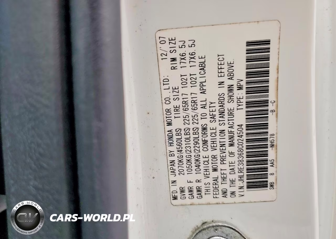 2008 Honda Cr-V Lx VIN:JHLRE38368C024504 - 13