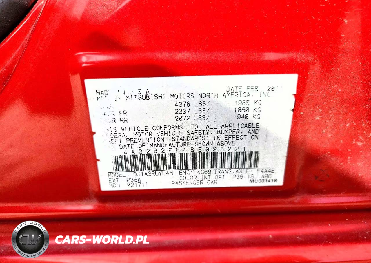 2011 Mitsubishi Galant Fe VIN:4A32B2FF1BE023221 - 12