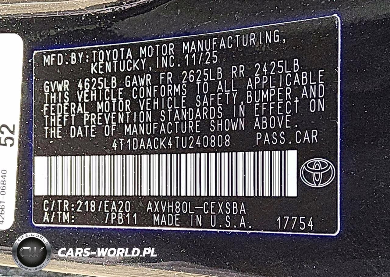 2026 Toyota Camry Se VIN:4T1DAACK4TU240808 - 12