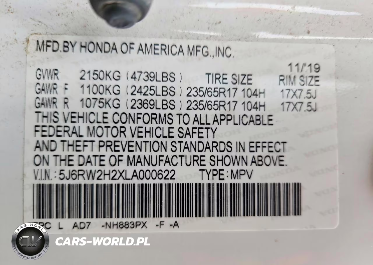 2020 Honda Cr-V Lx VIN:5J6RW2H2XLA000622 - 14