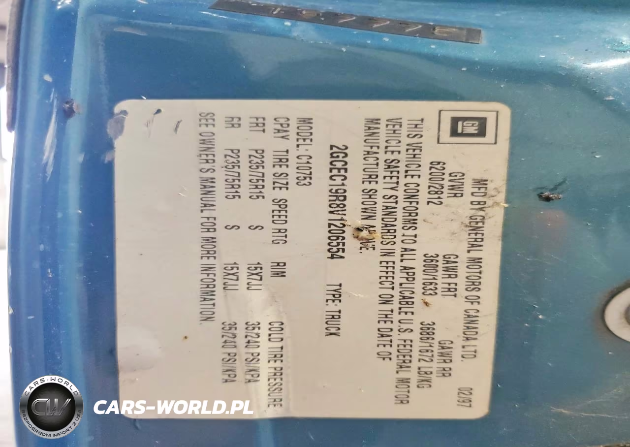 1997 Chevrolet Gmt-400 C1500 VIN:2GCEC19R8V1206554 - 12