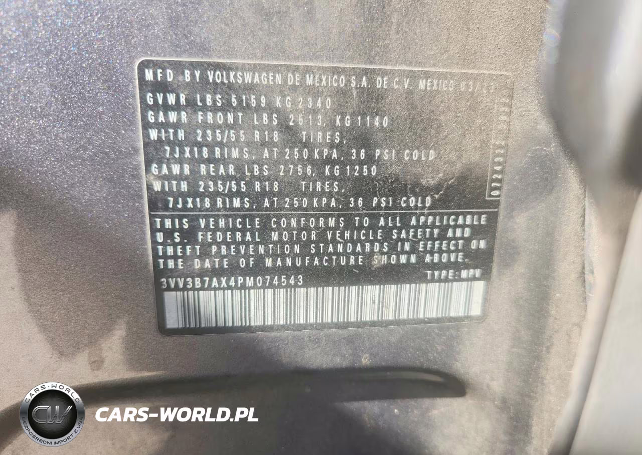 2023 Volkswagen Tiguan Se VIN:3VV3B7AX4PM074543 - 13