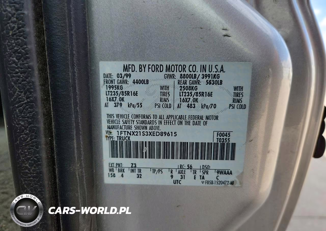 1999 Ford F250 Super Duty VIN:1FTNX21S3XED89615 - 12