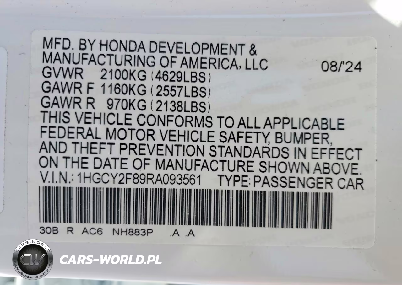 2024 Honda Accord Touring Hybrid VIN:1HGCY2F89RA093561 - 13