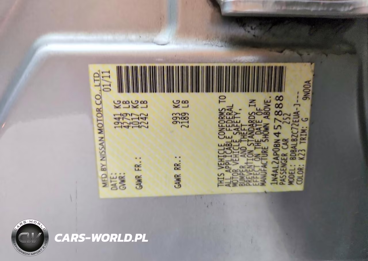 2011 Nissan Altima 2.5 VIN:1N4AL2AP0BN457888 - 12