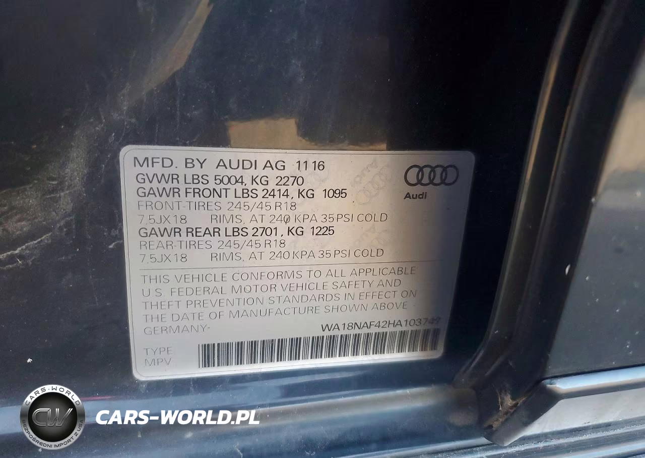 2017 Audi A4 Allroad Premium Plus VIN:WA18NAF42HA103747 - 13