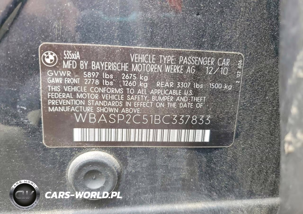2011 BMW 535 Xigt VIN:WBASP2C51BC337833 - 12