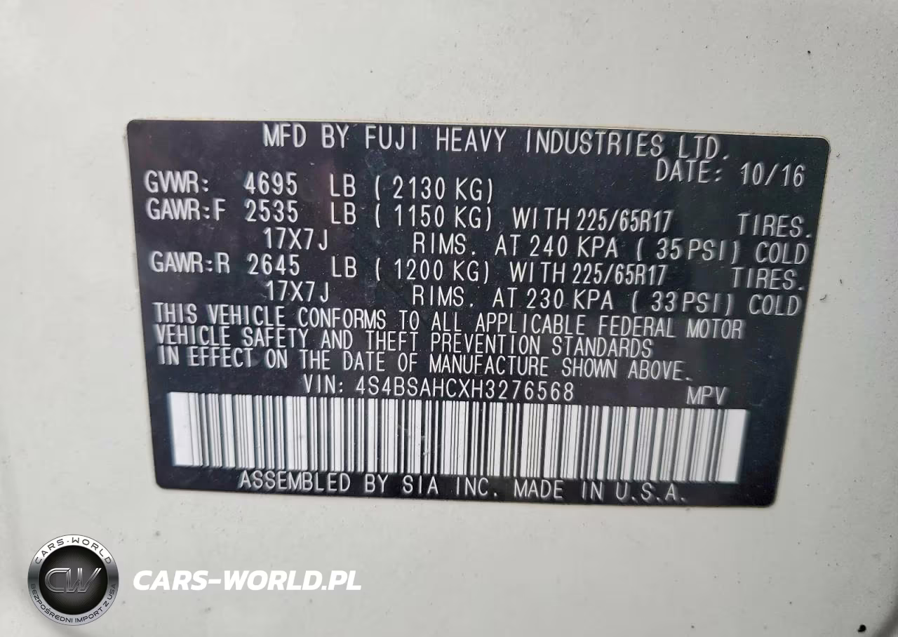 2017 Subaru Outback 2.5I Premium VIN:4S4BSAHCXH3276568 - 13