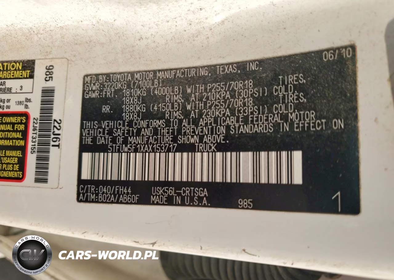 2010 Toyota Tundra Double Cab Sr5 VIN:5TFUW5F1XAX153717 - 12