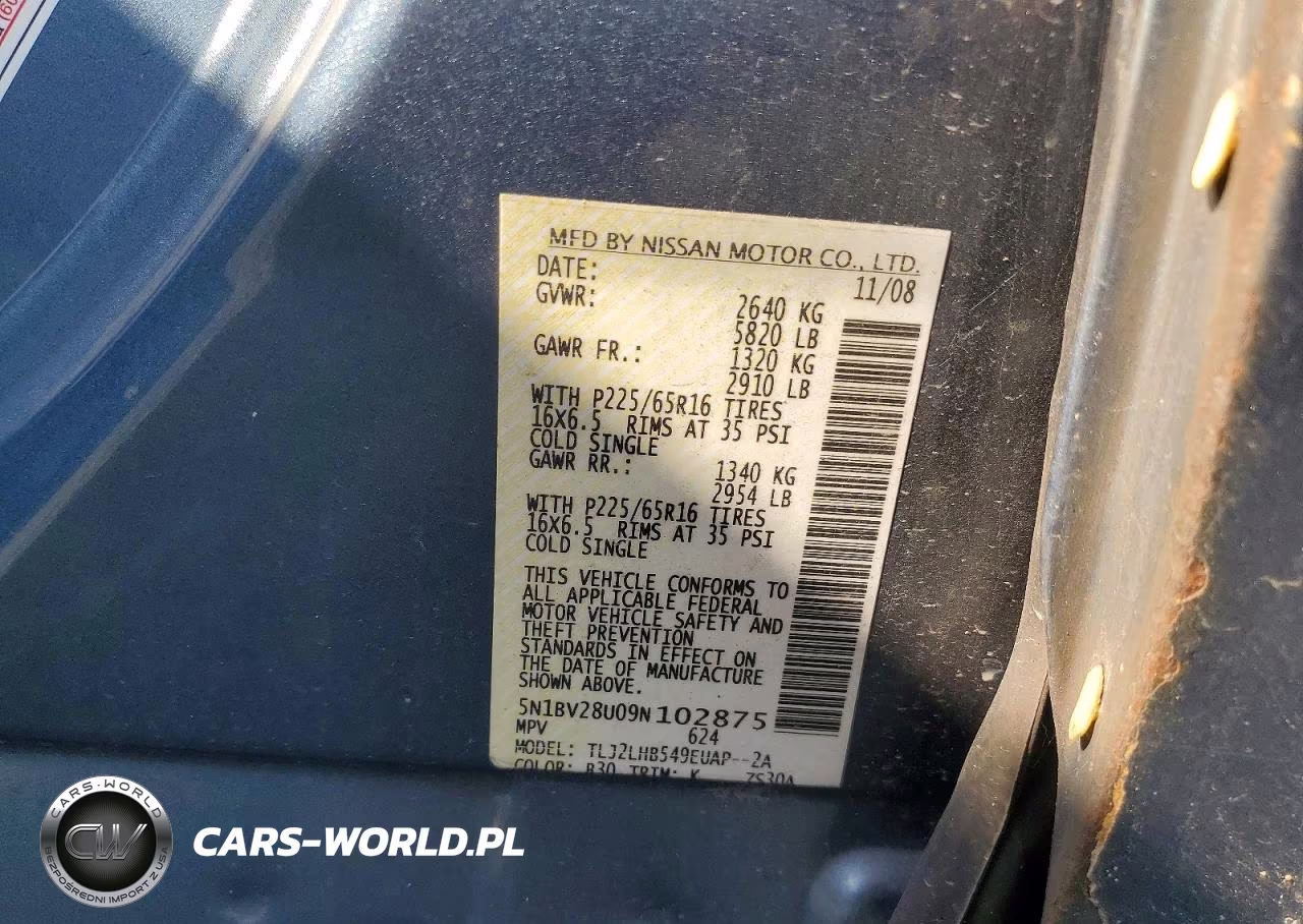 2009 Nissan Quest 3.5 VIN:5N1BV28U09N102875 - 13